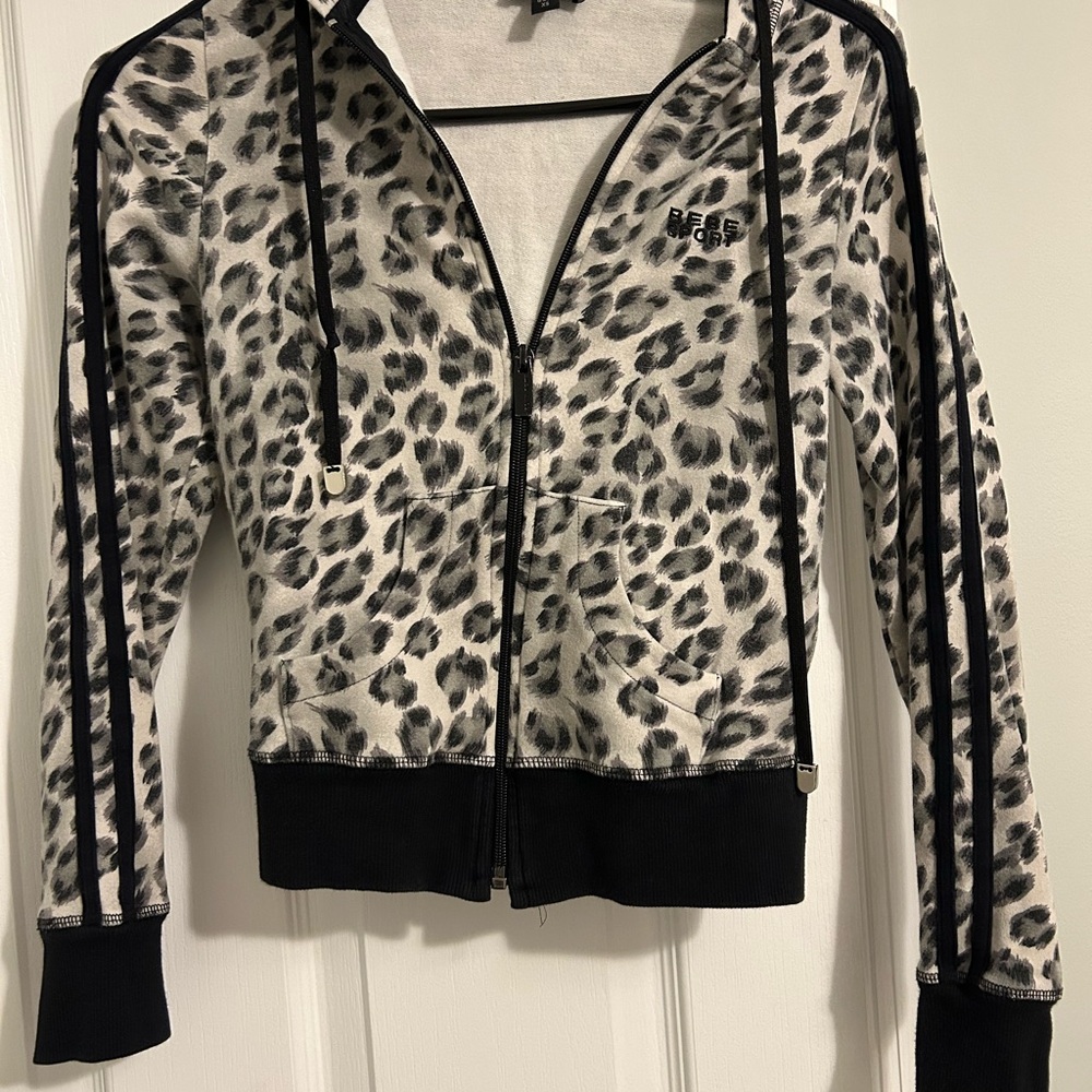 Bebe Black and White Animal Print Jacket